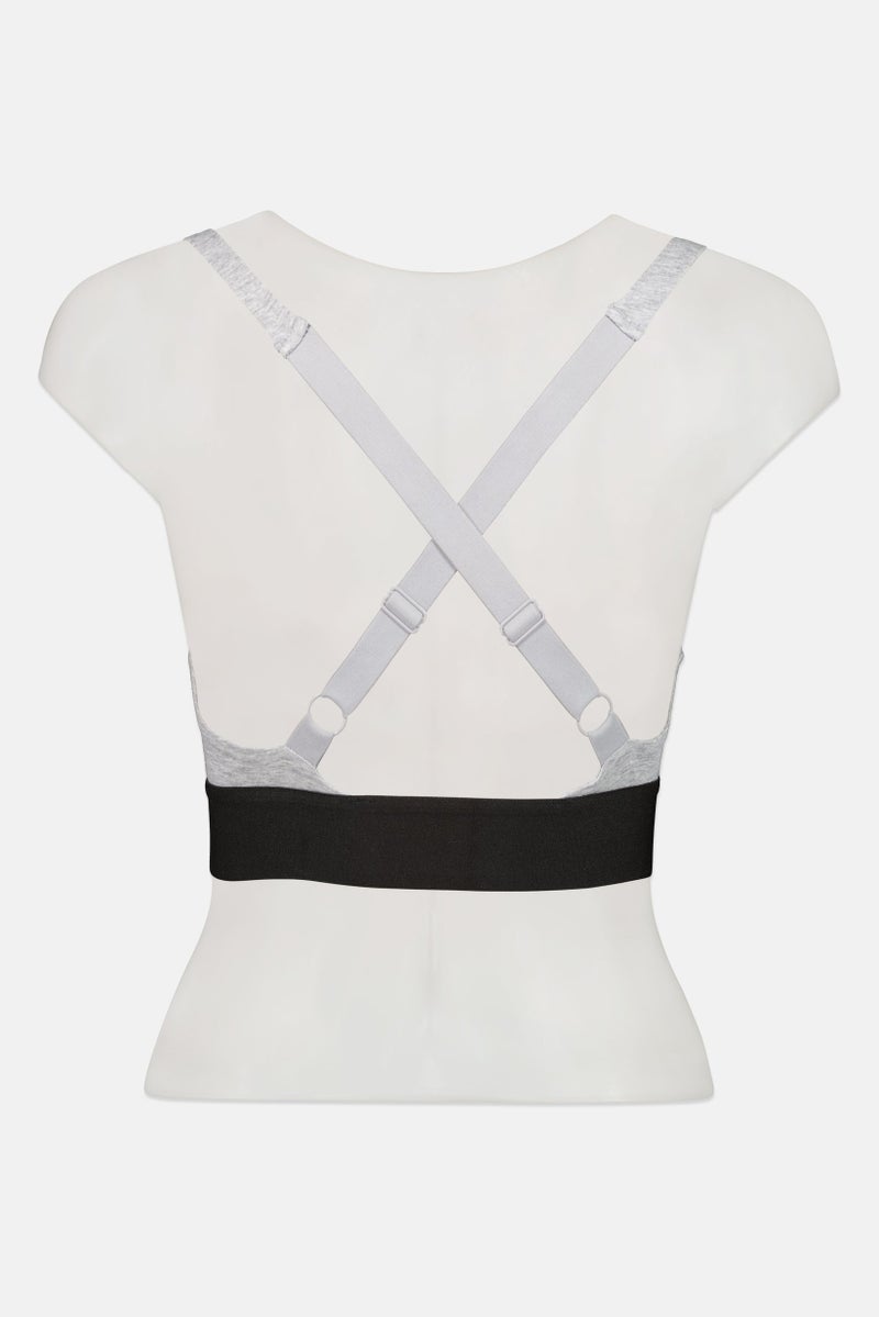 bebe Women Padded Brand Logo Adjustable Bra, Grey - Image 3